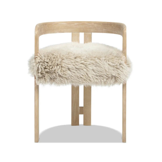 Millwick Low Back Dining Chair Natural Blonde with fluffy sheepskin cushion on Tampa Home & Garden Store