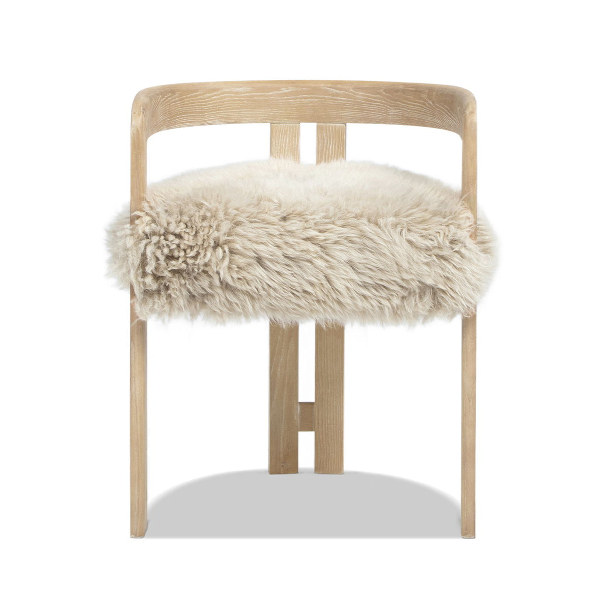 Low back dining chair with natural blonde sheepskin upholstery and light wood frame HouseOfZazla on Tampa Home & Garden Store