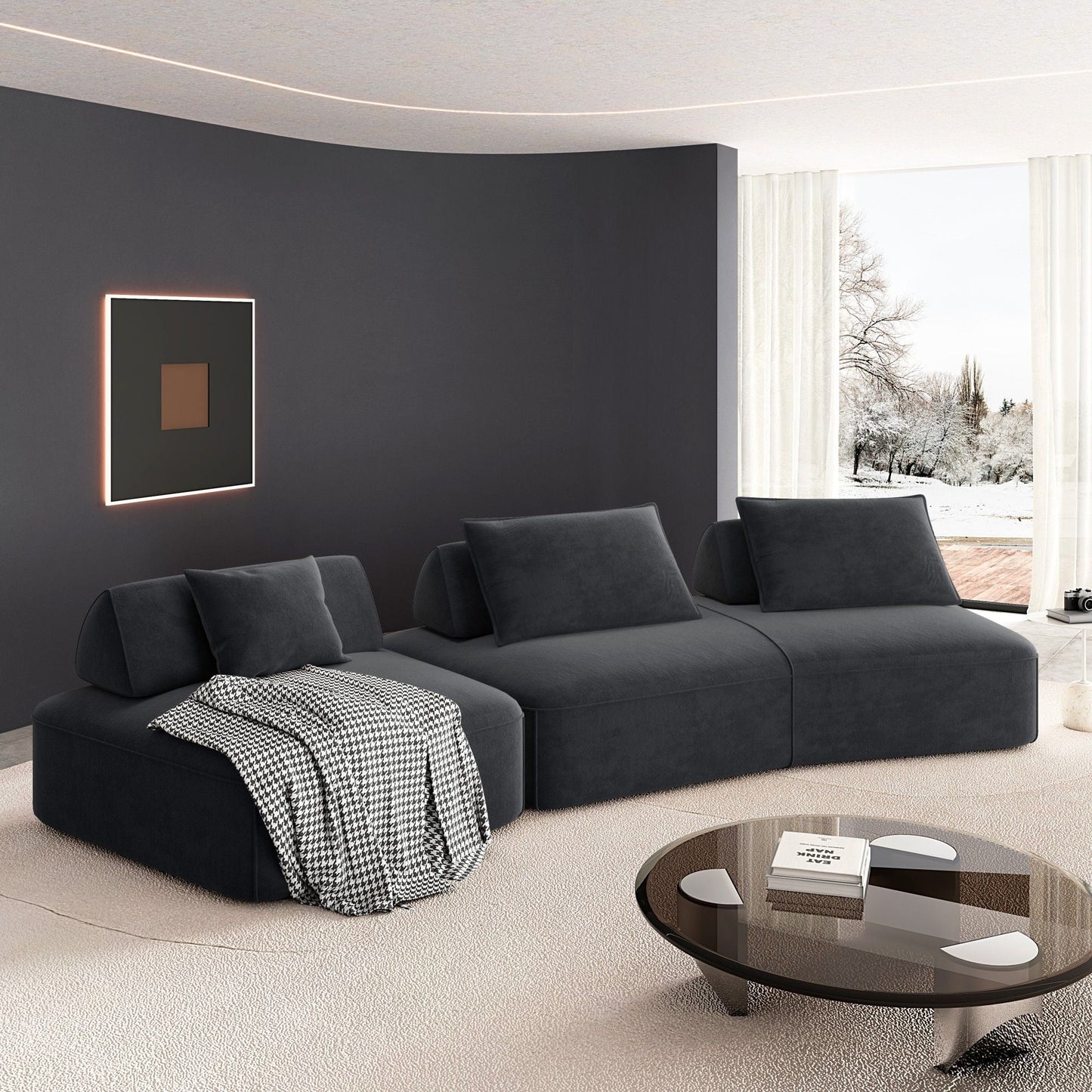 Modern Luxury Oversized Modular Sectional Sofa Set, 2-Piece charcoal fabric by HouseOfZazla on Tampa Home & Garden Store