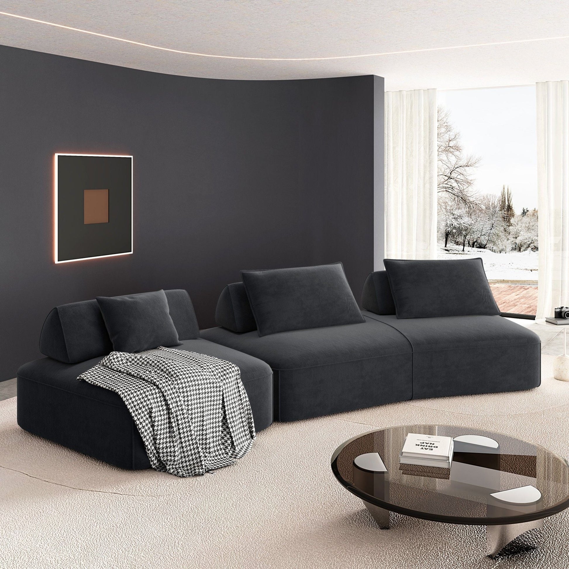 Modern Luxury Oversized Modular Sectional Sofa Set, 2-Piece charcoal fabric by HouseOfZazla on Tampa Home & Garden Store