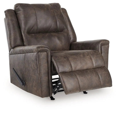 Rocker Recliner Lixtowel in brown leather by Unique Piece Furniture with extended footrest on Tampa Home & Garden Store