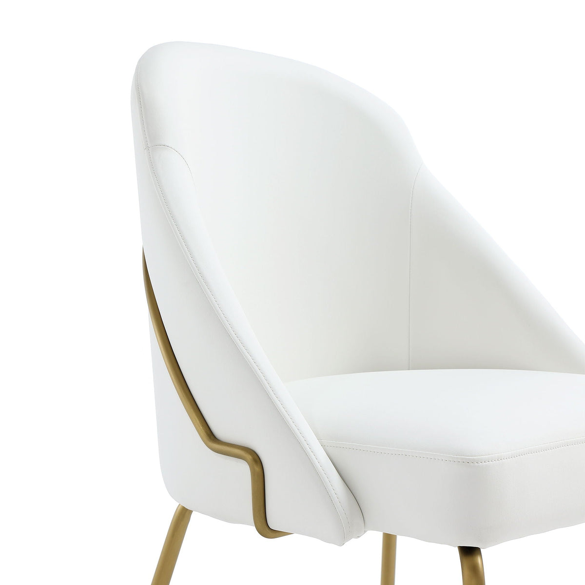 White upholstered dining chair with gold metal frame, HouseOfZazla side chair on Tampa Home & Garden Store