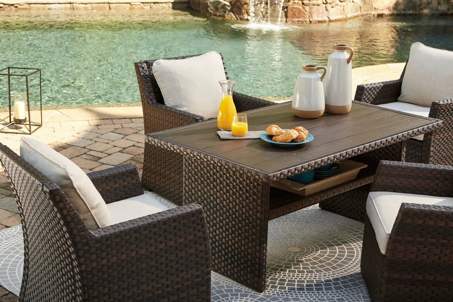 Easy Isle Rect Multi Use Table Dark Brown Beige