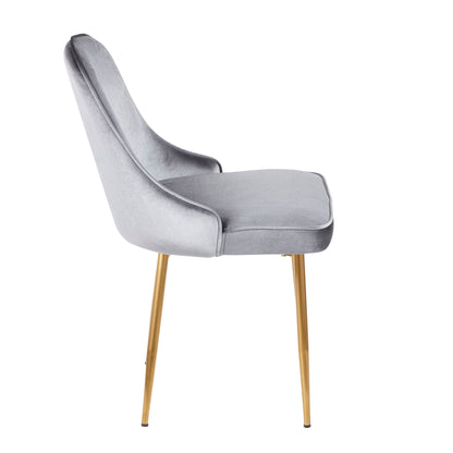 Contemporary glam dining chair pearl silver velvet with gold metal legs on Tampa Home & Garden Store