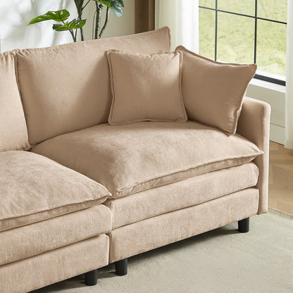 Premium Chenille L Shaped Sofa and Ottoman