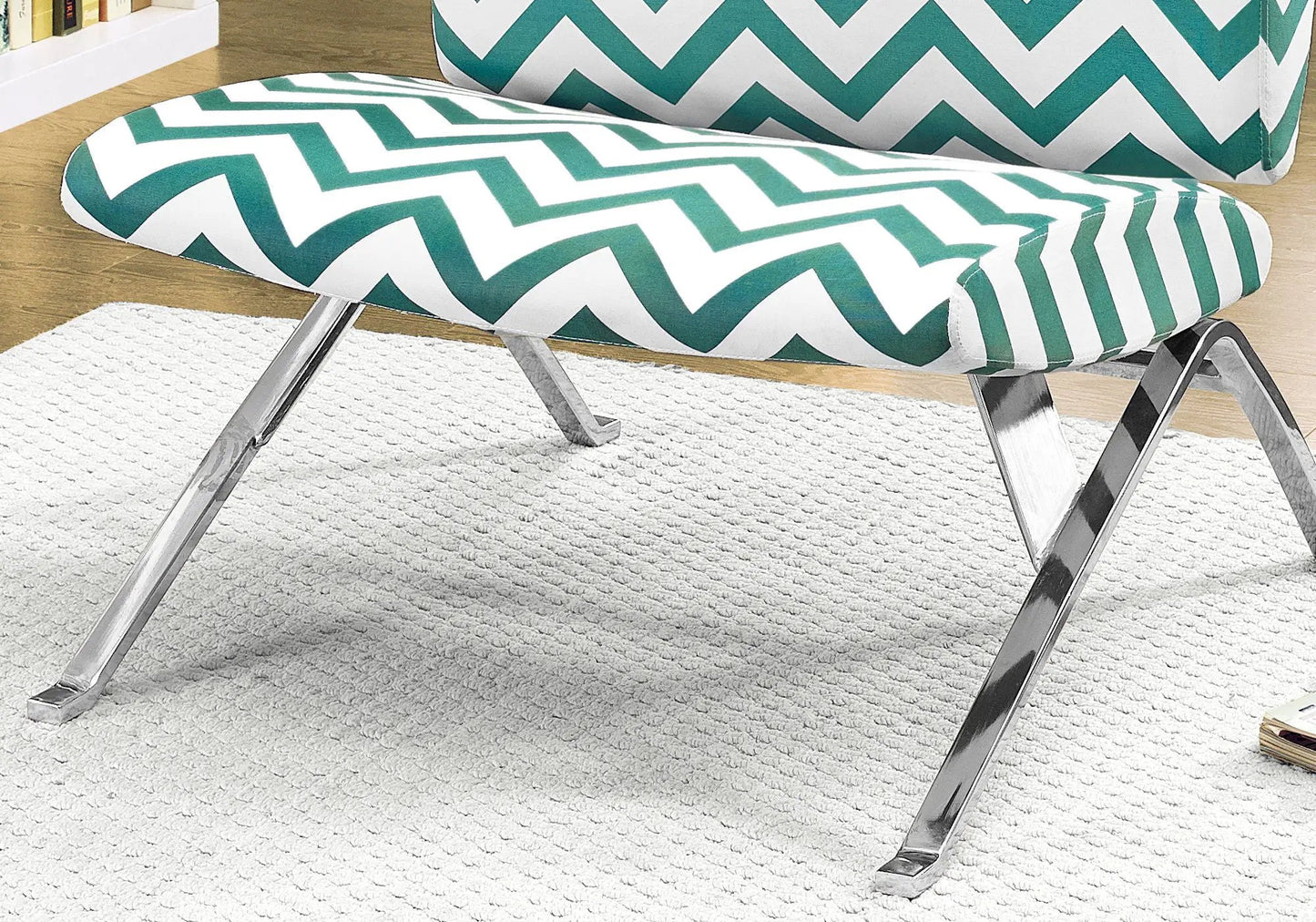 Accent chair armless fabric teal zigzag pattern chrome legs by Unique Piece Furniture on Tampa Home & Garden Store
