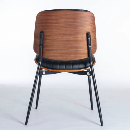 Dining chair with walnut bentwood back, black upholstered seat, metal legs; adjustable feet on Tampa Home & Garden Store