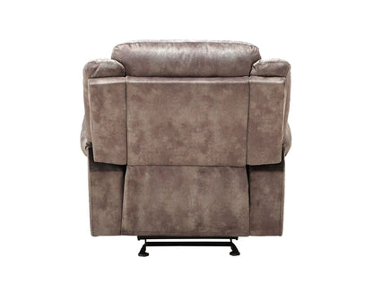 Zubaida Two-Tone Glider Recliner by Unique Piece Furniture in brown taupe suede on Tampa Home & Garden Store