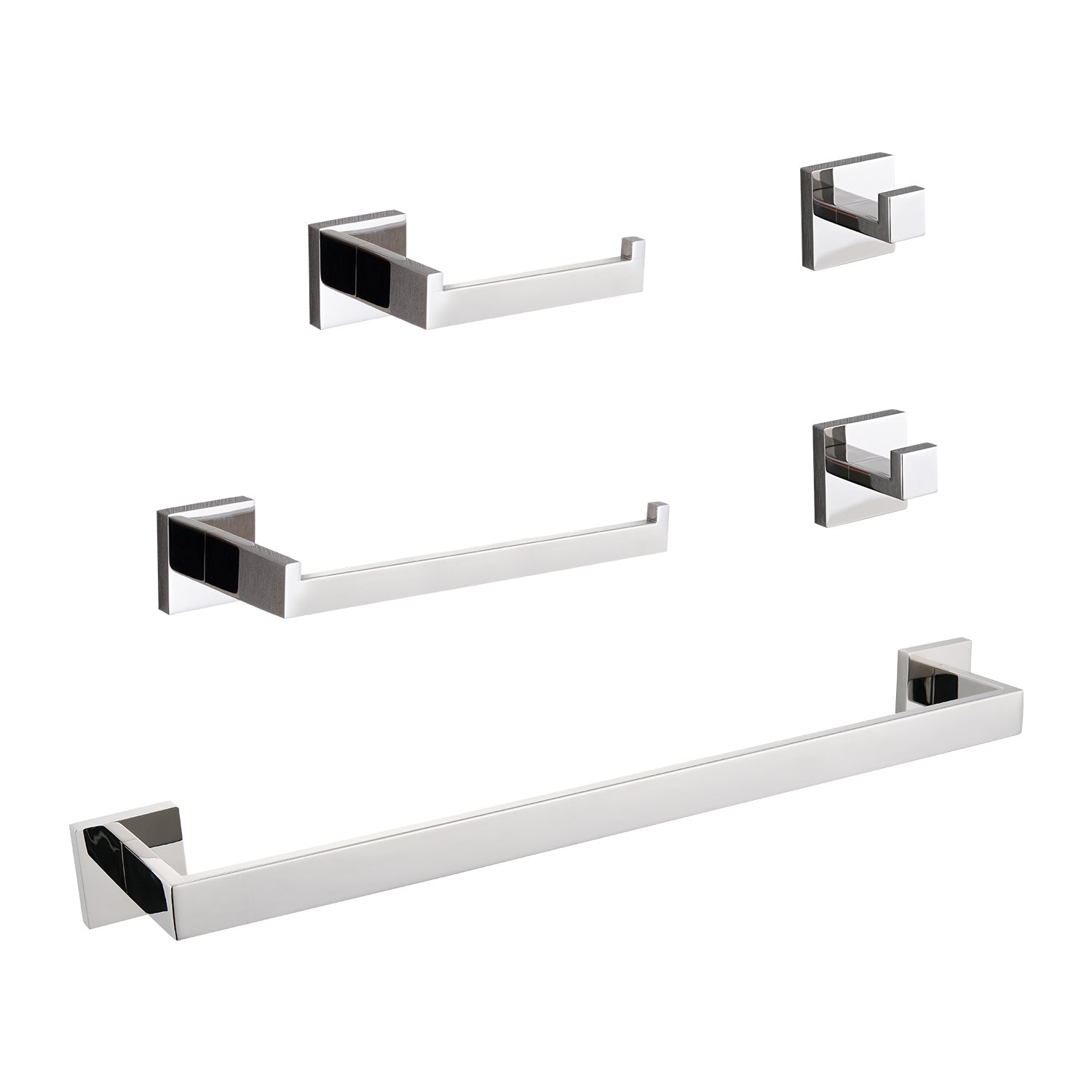 5-Piece Bathroom Hardware Set polished chrome with square towel bars by HouseOfZazla on Tampa Home & Garden Store