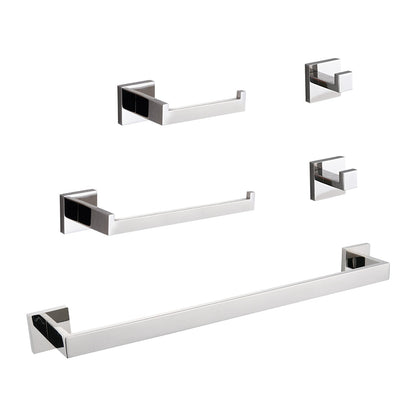 5-Piece Bathroom Hardware Set polished chrome with square towel bars by HouseOfZazla on Tampa Home & Garden Store