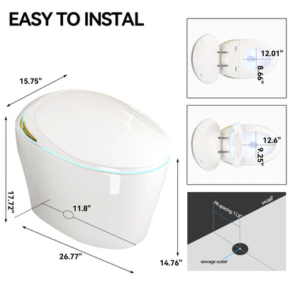 Smart Toilet With Ceramic Bidet by HouseOfZazla, white ceramic finish, modern design on Tampa Home & Garden Store