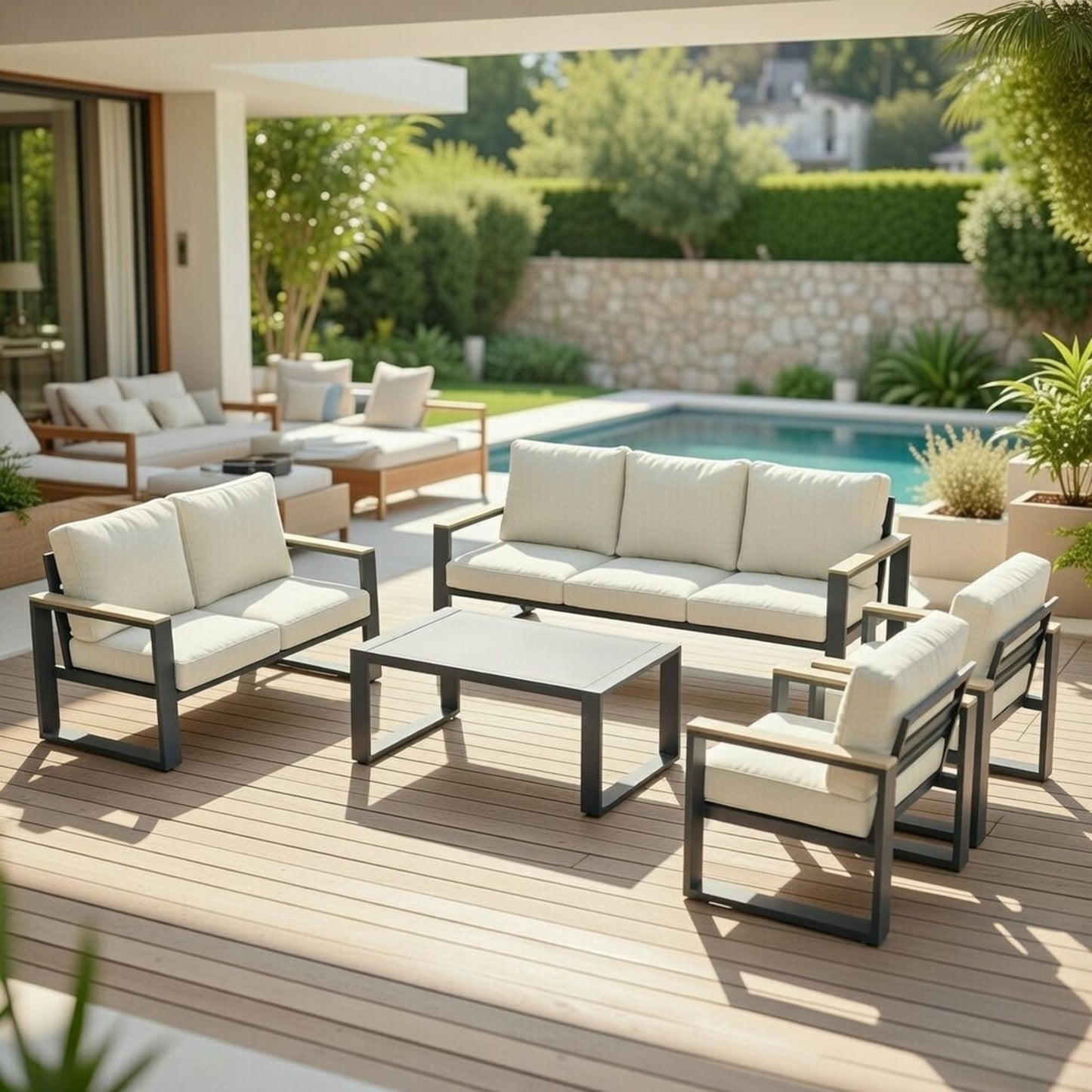 Modern Outdoor Sofa Set with the Coffee Table
