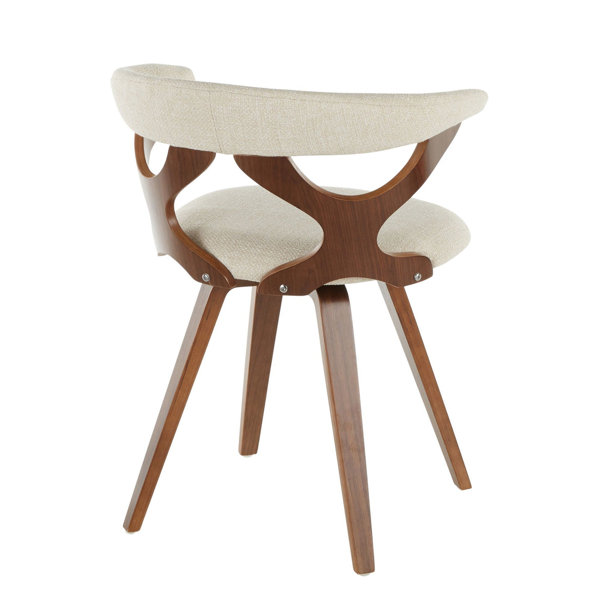 Mid-Century Modern swivel dining chair beige fabric with walnut wood frame HouseOfZazla on Tampa Home & Garden Store