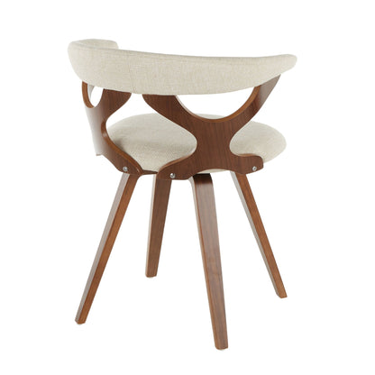 Mid-Century Modern swivel dining chair beige fabric with walnut wood frame HouseOfZazla on Tampa Home & Garden Store