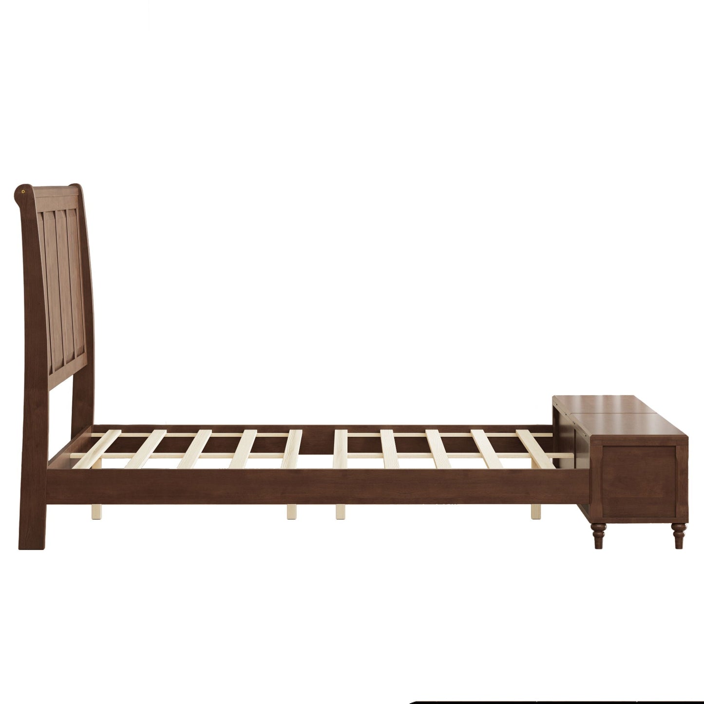 Modern Sleigh Bed with Tall Headboard and Bench