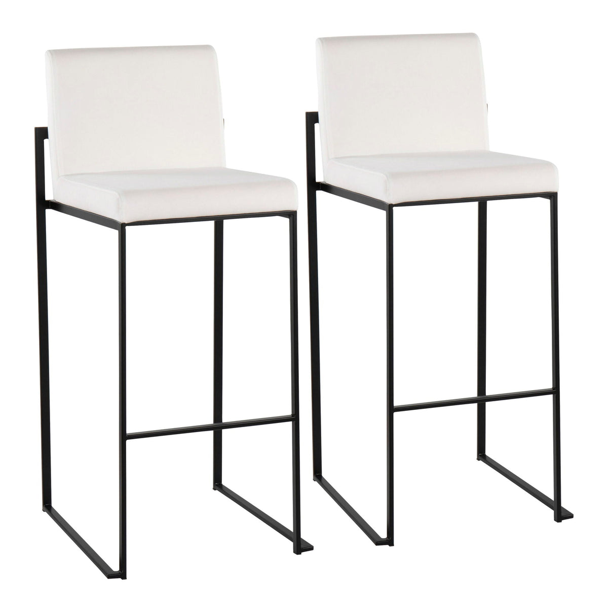 HouseOfZazla white high-back contemporary barstool set, 2 stools with black metal frames on Tampa Home & Garden Store