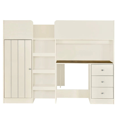 Loft Bed With Built In Wardrobe and Desk