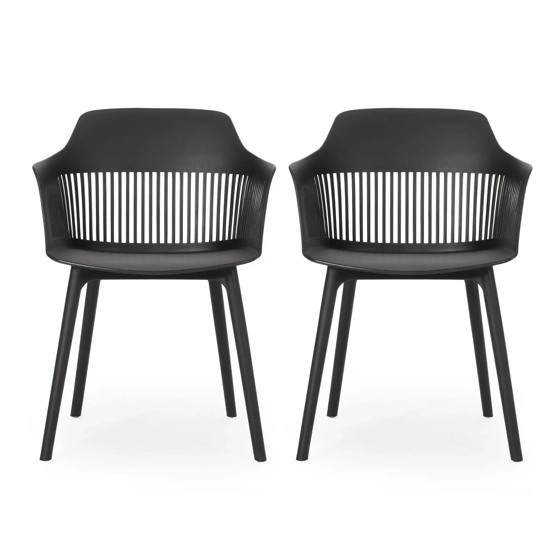 Dahlia Chair Set of 2 black outdoor chairs with slatted backs by HouseOfZazla on Tampa Home & Garden Store