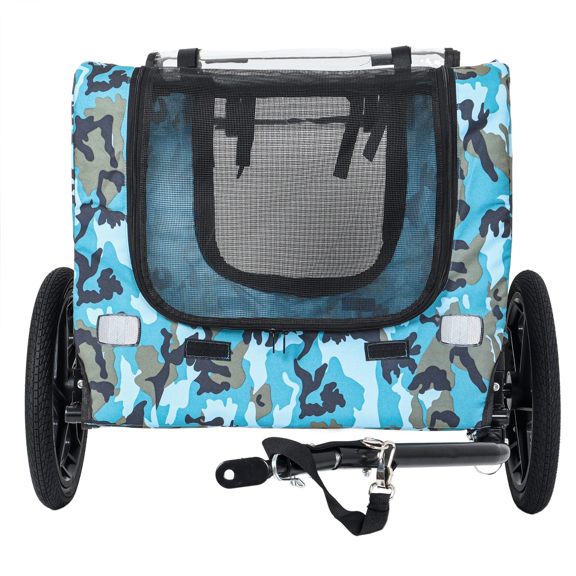 Outdoor Heavy Duty Collapsible Pet Trailer blue camo fabric, 16-inch wheels HouseOfZazla on Tampa Home & Garden Store