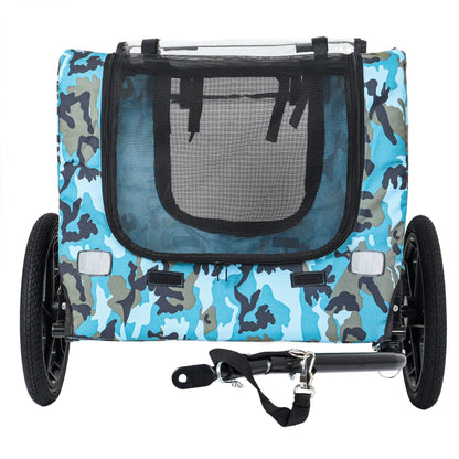 Outdoor Heavy Duty Collapsible Pet Trailer blue camo fabric, 16-inch wheels HouseOfZazla on Tampa Home & Garden Store
