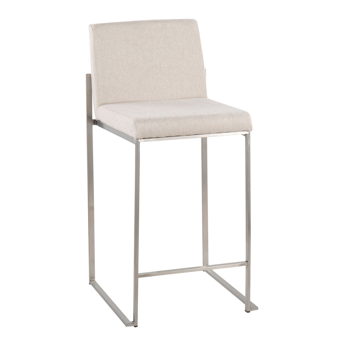 Contemporary high-back counter stool with padded beige back and chrome frame HouseOfZazla on Tampa Home & Garden Store
