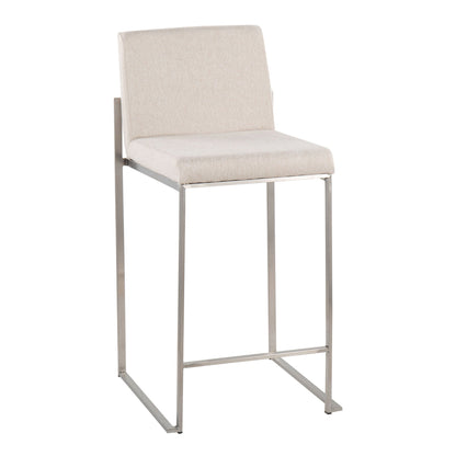 Contemporary high-back counter stool with padded beige back and chrome frame HouseOfZazla on Tampa Home & Garden Store