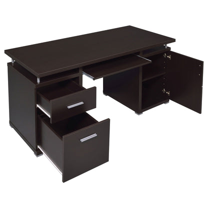 Rochelle 2-Drawer Desk in dark espresso with left drawers and right cabinet by HouseOfZazla on Tampa Home & Garden Store