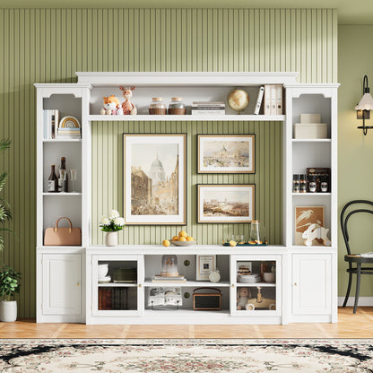 White All-In-One TV Stand with Bookcase for TVs up to 65 inches HouseOfZazla on Tampa Home & Garden Store