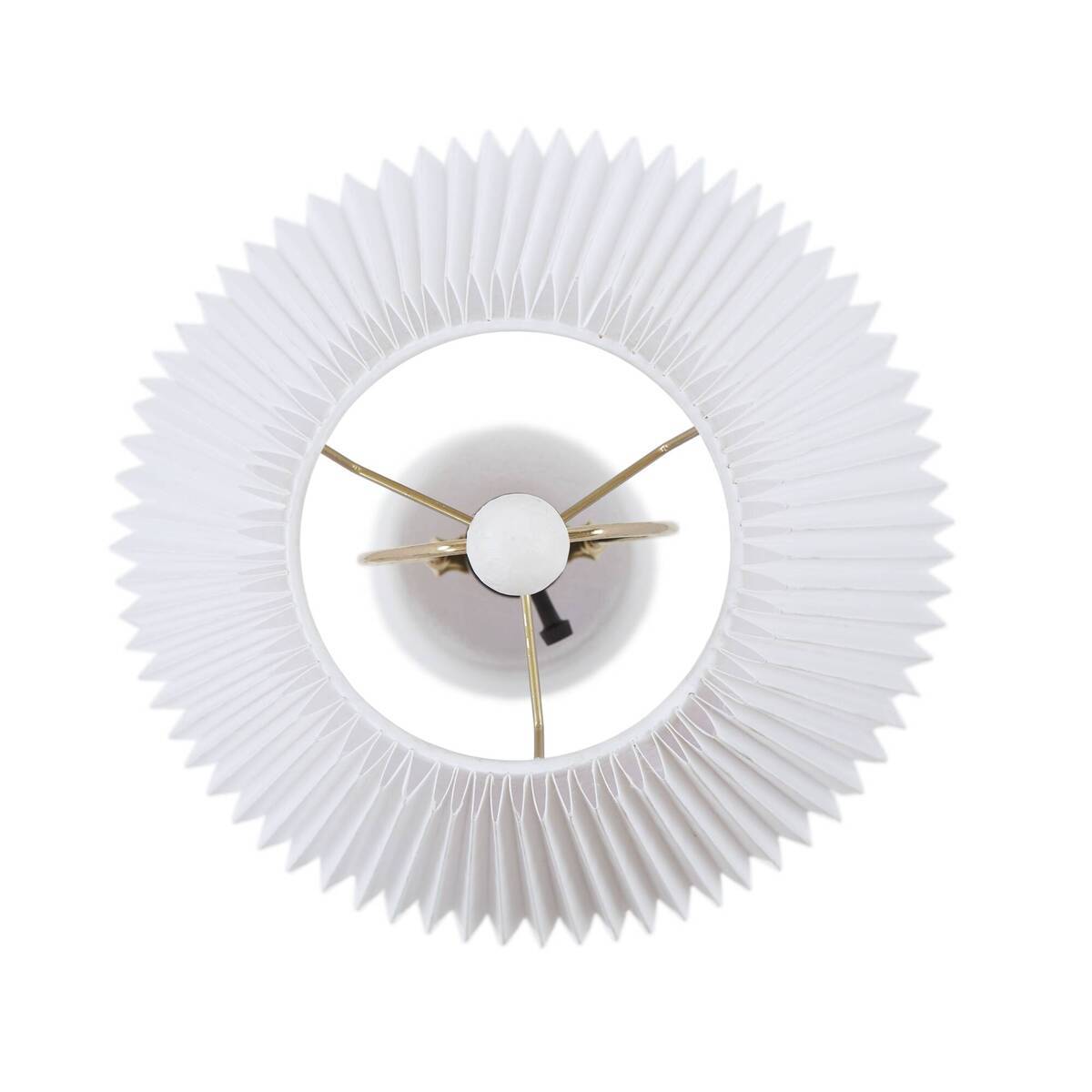 Textured white ceramic table lamp with a fluted white fabric shade and gold metal accents on Tampa Home & Garden Store