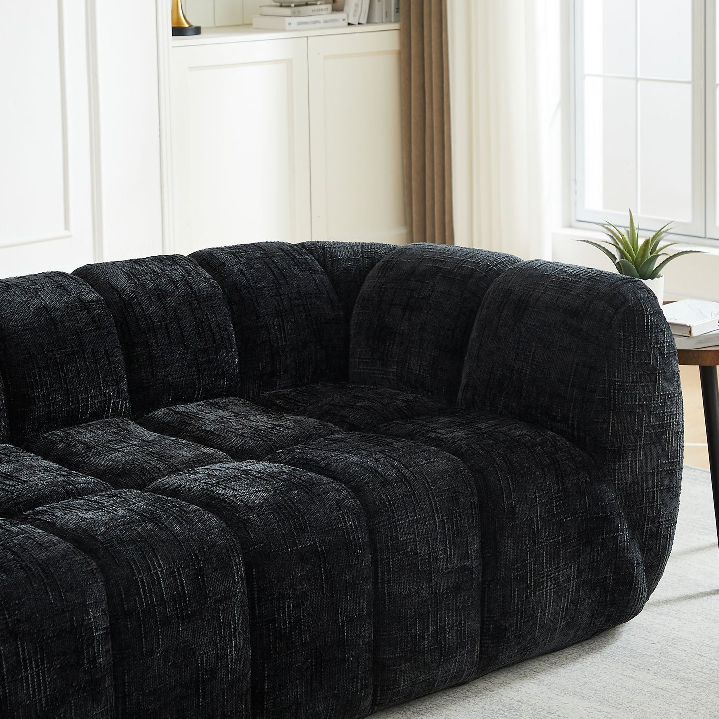 Modern Piano Key Backrest Sofa With Upholstery