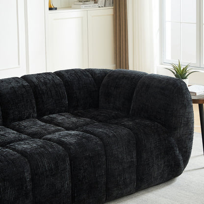 Rounded Cloud Sofa and Piano Key Backrest Design