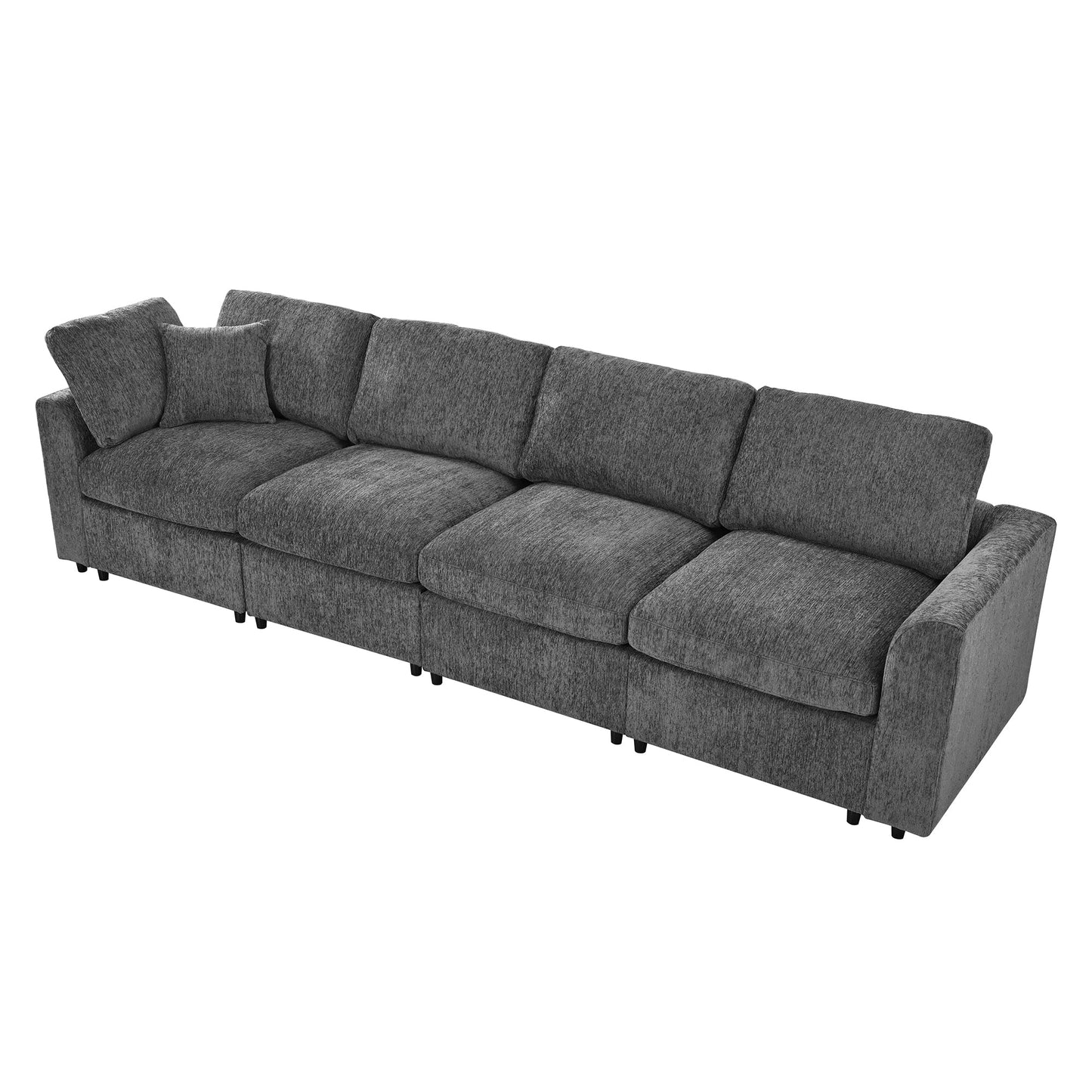 U-Style 130.3 modular sectional sofa 4-seater in charcoal gray fabric by HouseOfZazla on Tampa Home & Garden Store