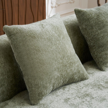 Modular L-Shape Sectional Sofa with curved chaise in sage green textured fabric by HouseOfZazla on Tampa Home & Garden Store
