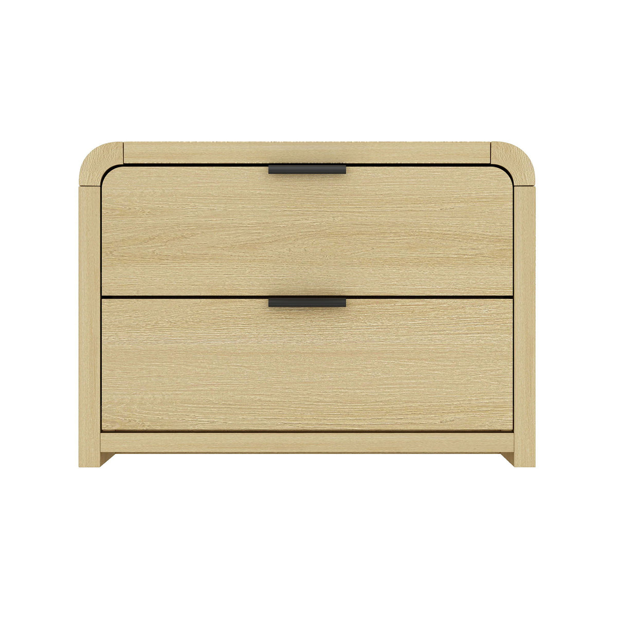 Grace Nightstand with Two Drawers in light wood finish, black handles HouseOfZazla on Tampa Home & Garden Store