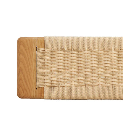 Woven Design Dining Bench in Natural Oak