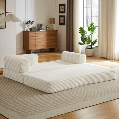 Loveseat Sofa HouseOfZazla oversized white cloud boneless modular seating in living room on Tampa Home & Garden Store