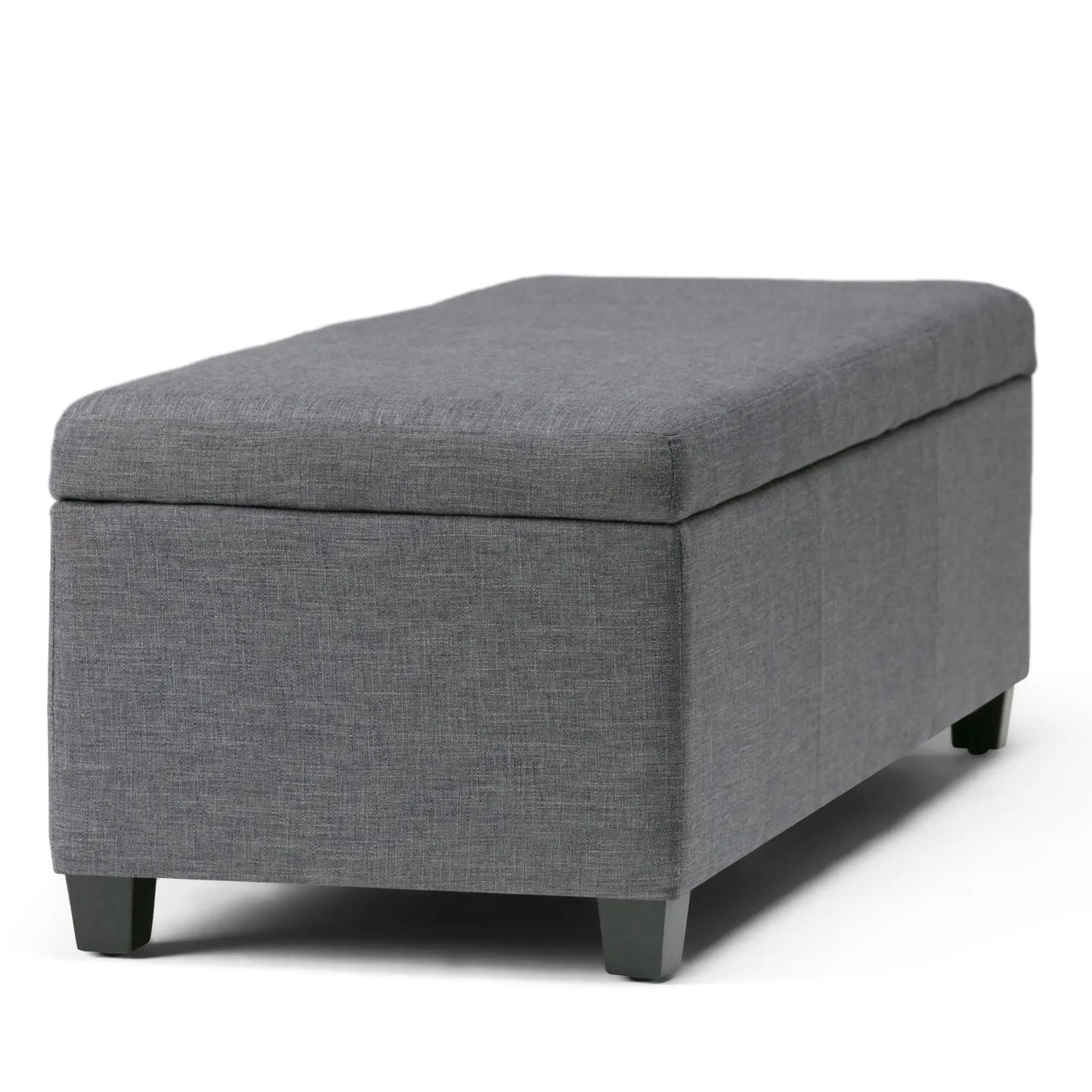 Avalon Multifunctional Storage Ottoman Bench grey fabric with lid and wood legs on Tampa Home & Garden Store
