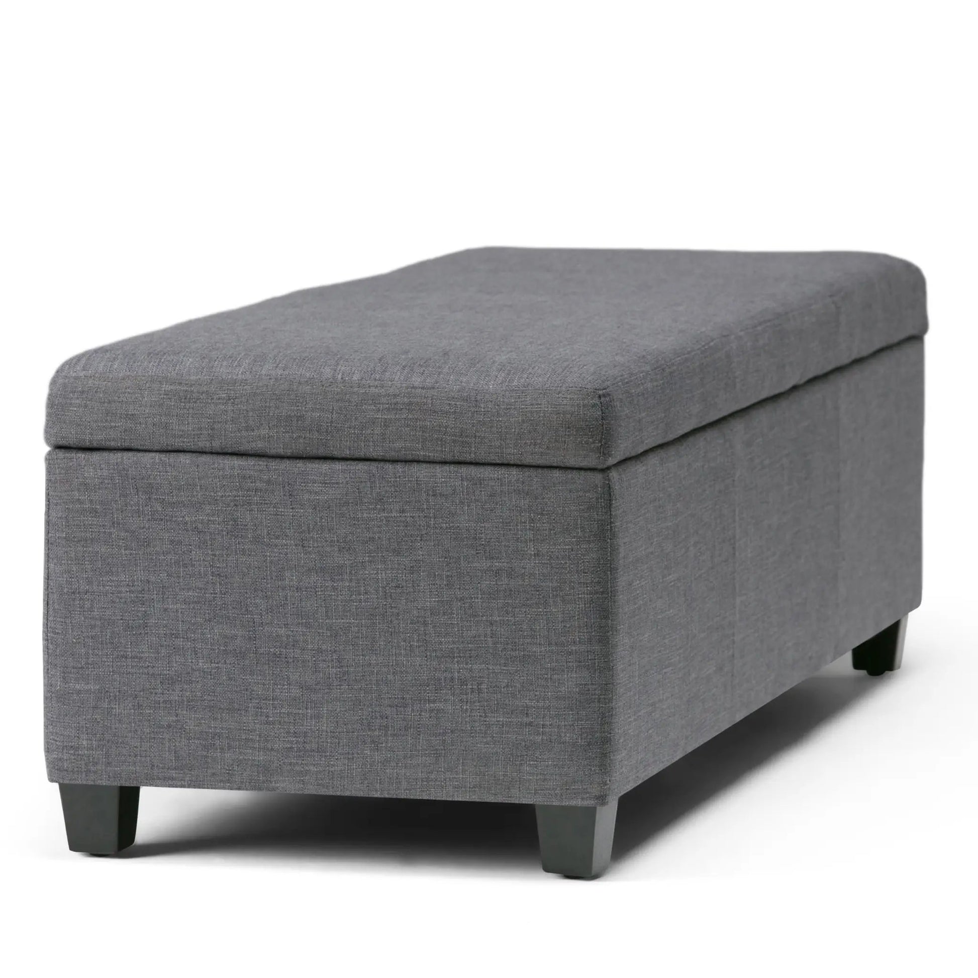 Avalon Multifunctional Storage Ottoman Bench grey fabric with lid and wood legs on Tampa Home & Garden Store
