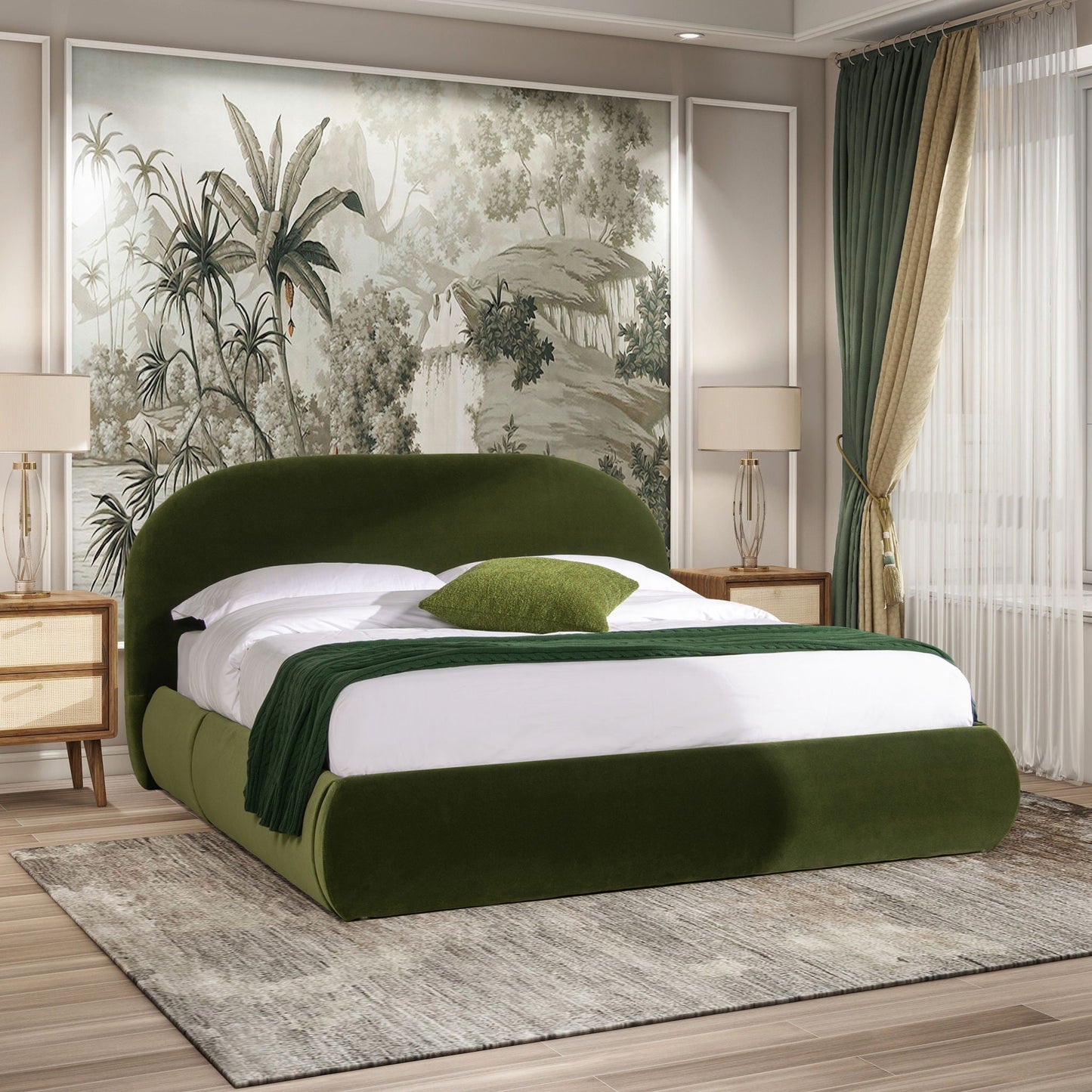 Archie Puffy Upholstered Platform Bed and Frame