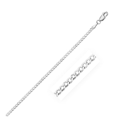 2.6mm 14k white gold solid curb chain necklace by Bids.com on Tampa Home & Garden Store