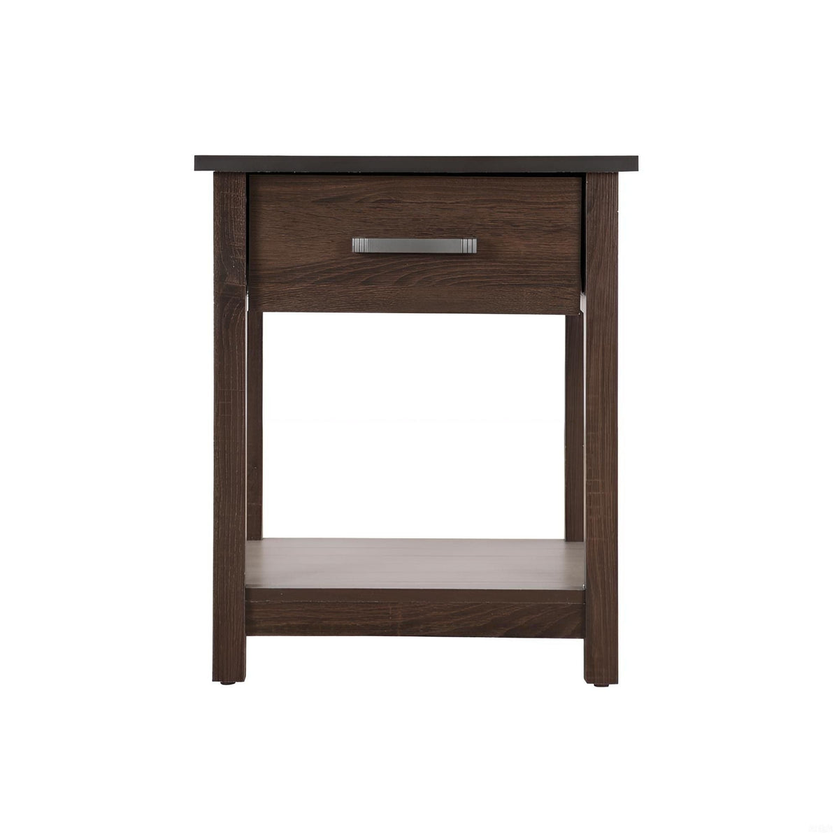 Accent nightstand in dark brown wood with a single drawer; smooth roller glides on Tampa Home & Garden Store