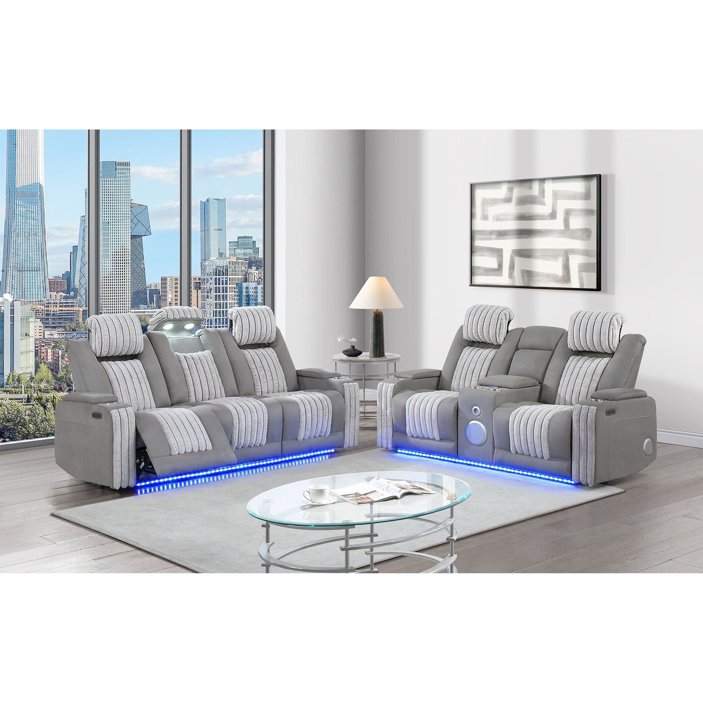Duran Power Reclining Sofa and Drop Down Table