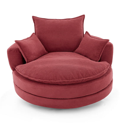 Swivel barrel chair with red corduroy cushions and pillows ribbed fabric by HouseOfZazla on Tampa Home & Garden Store