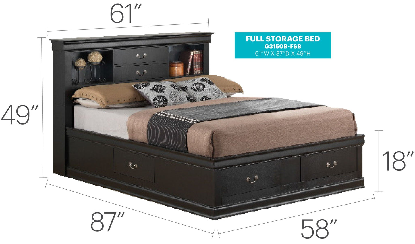 Traditional Style Bookcase Storage Bed with dark espresso finish by HouseOfZazla on Tampa Home & Garden Store