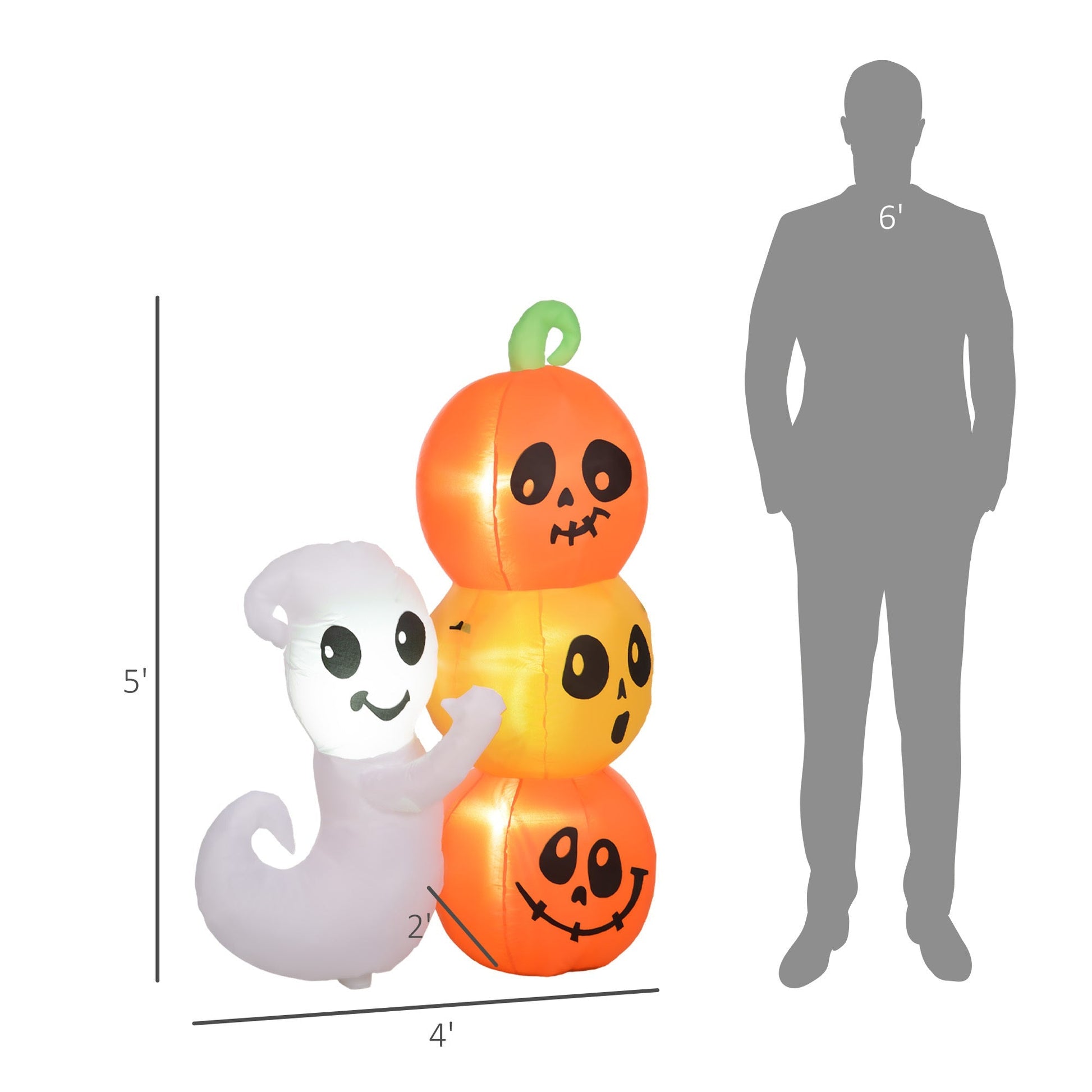 5-Foot illuminated Halloween Ghost and Pumpkin Inflatable by HouseOfZazla, pumpkin ghost theme on Tampa Home & Garden Store