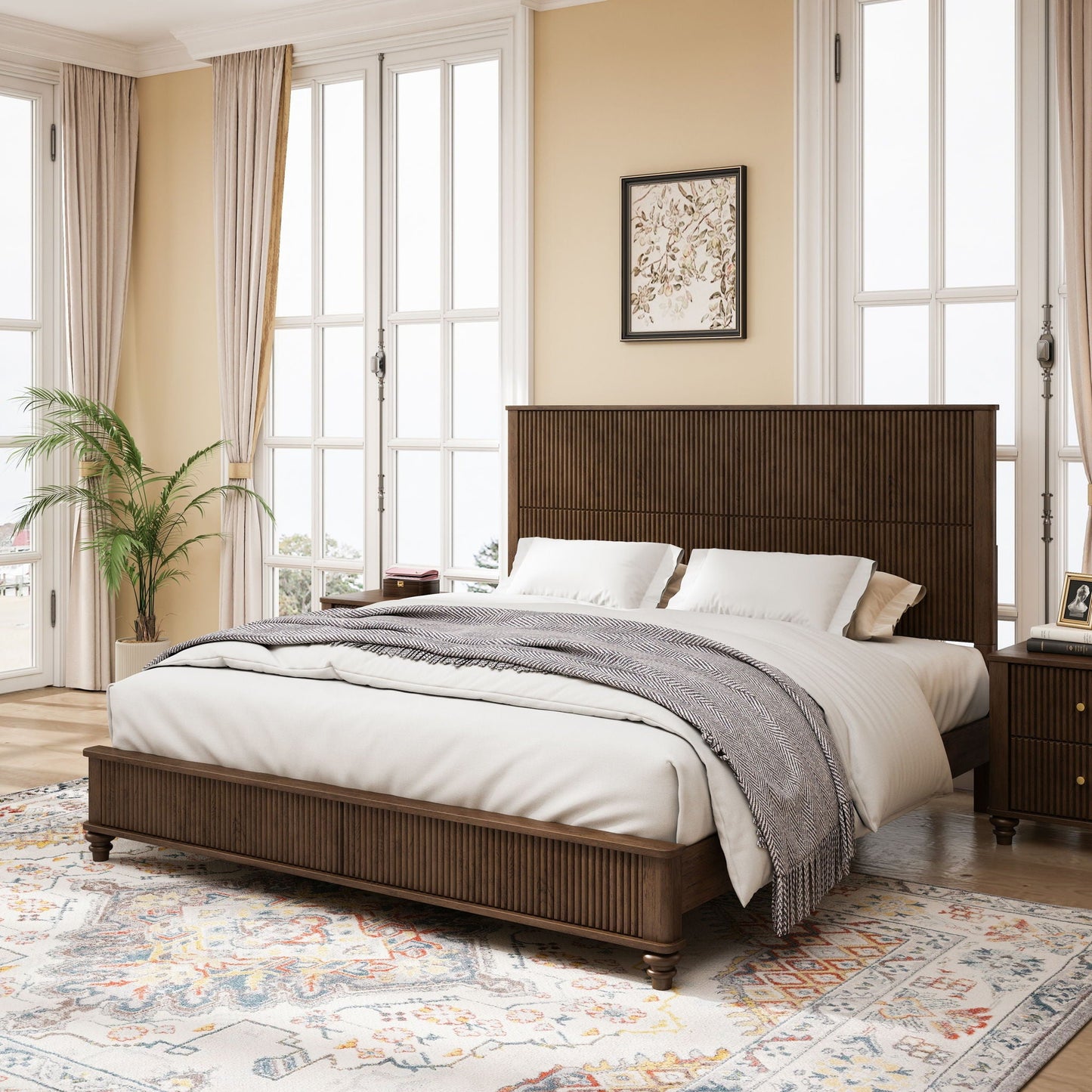 Solid Wood Platform Bed and the Tall Headboard