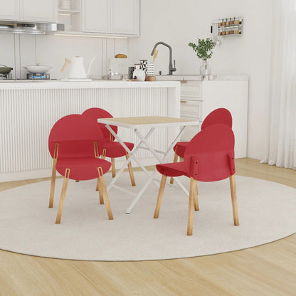 4-piece red folding chair set around a white folding square table with wooden legs in a kitchen on Tampa Home & Garden Store