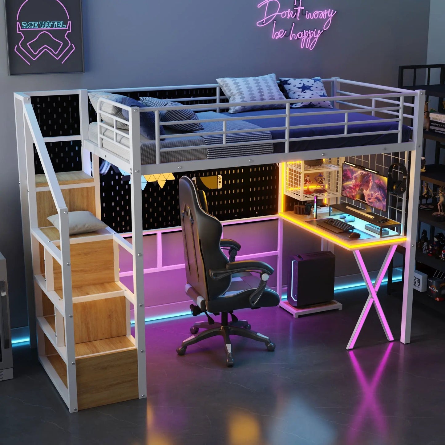 Loft Bed With Built In Workstation and Wardrobe