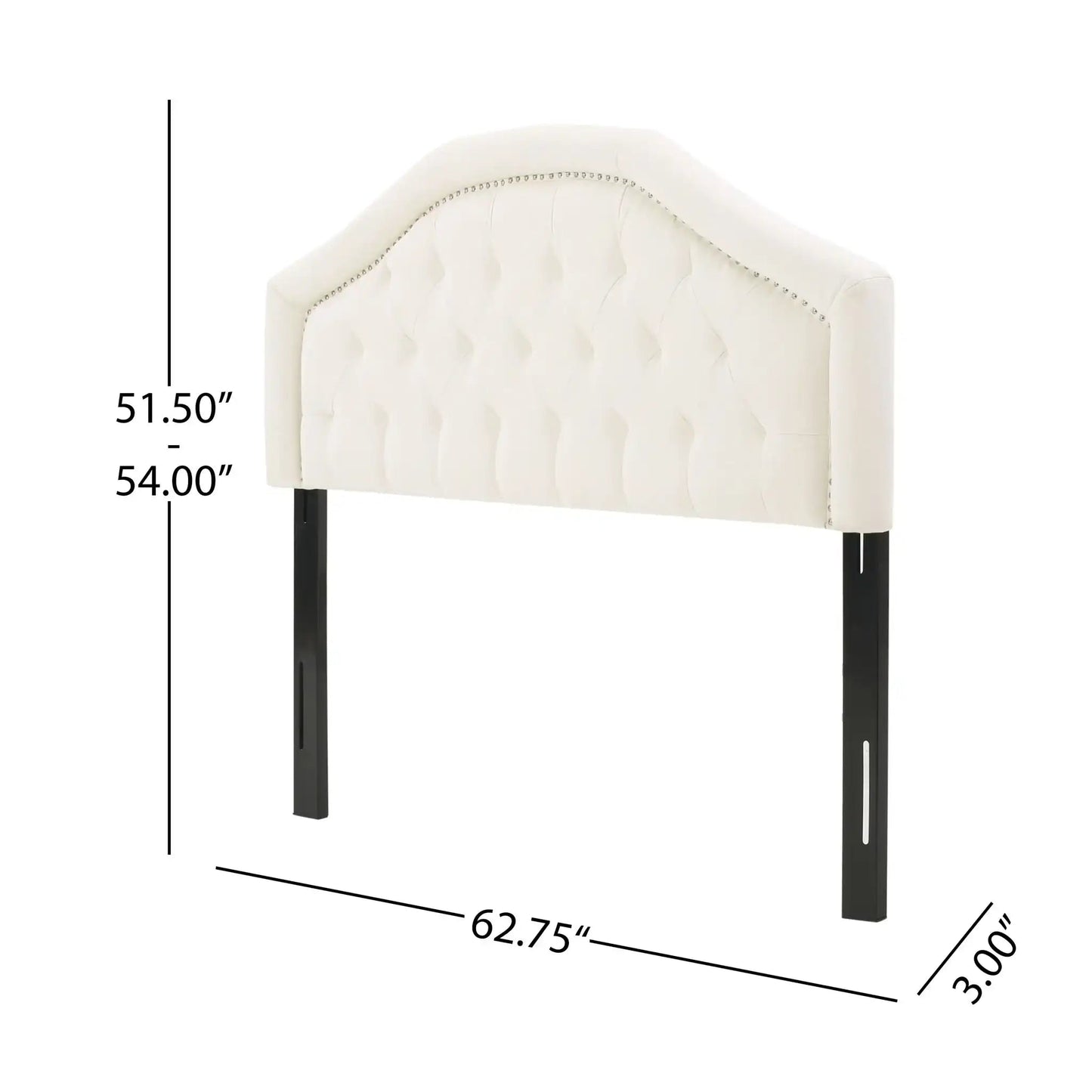 Kaarina Contemporary Tufted Fabric Headboard ivory with nailhead trim HouseOfZazla on Tampa Home & Garden Store