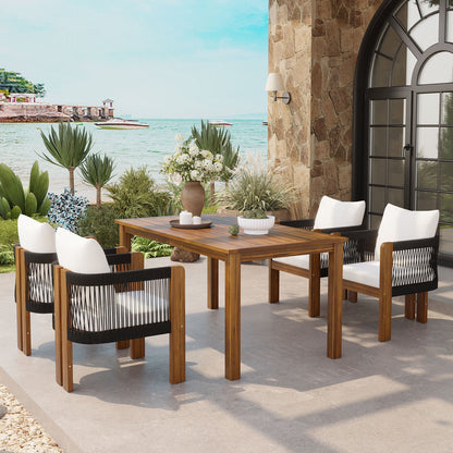 Luxury 5 Piece Acacia Wood Patio Dining Set for 4